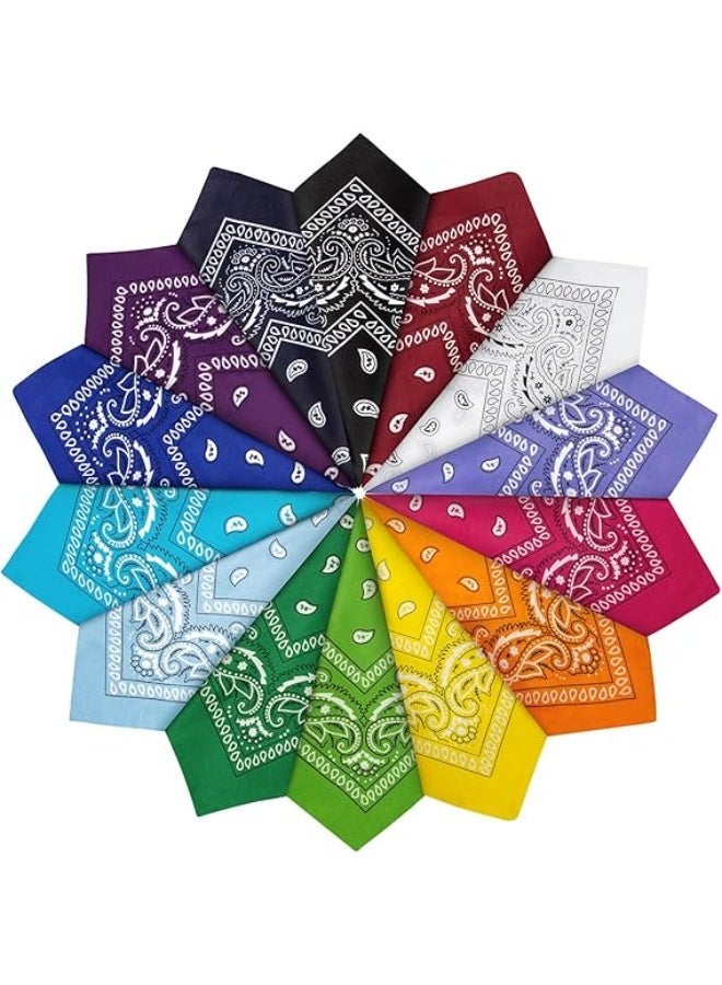 CLENEA 14 pieces Bandanas Paisley Print, Novelty Headband, Square Scarf Cowboy Bandanas for Halloween Party Costume, Women Men Boy Girl - Image 1